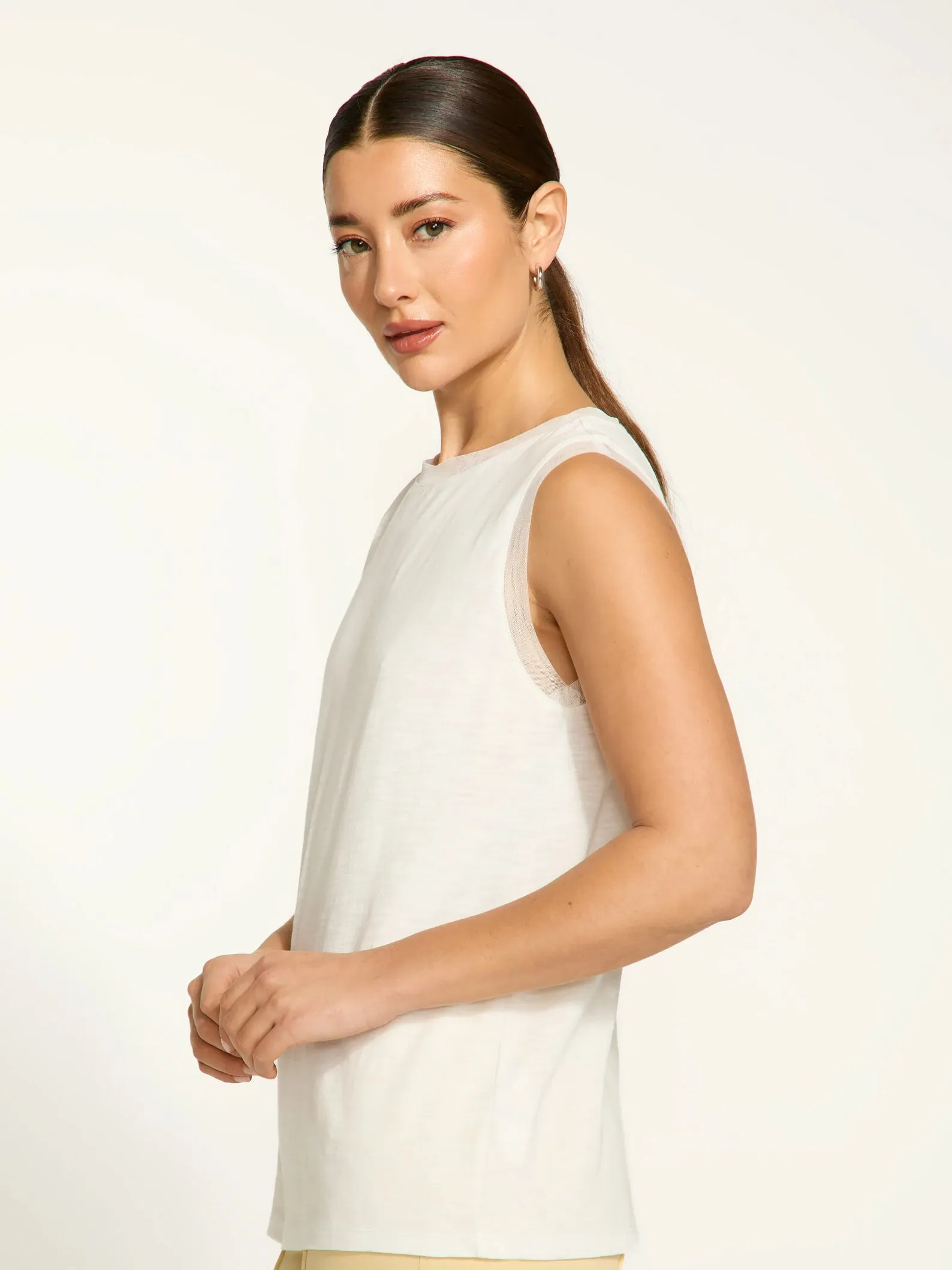 White Boat Neck Cami