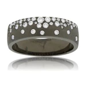 White Gold Black Satin Finish Flush Set Diamond Ring