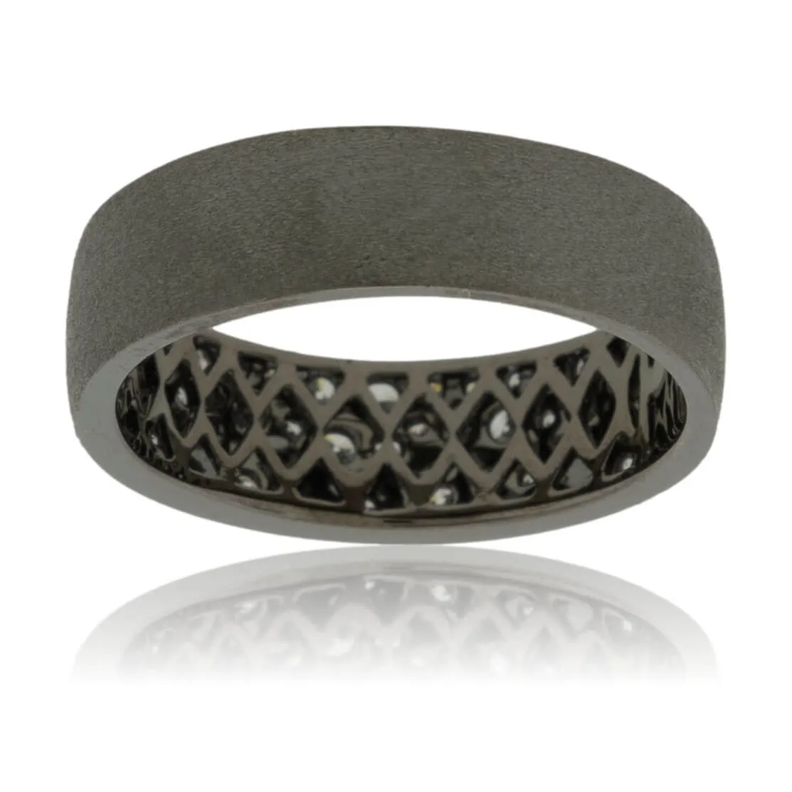 White Gold Black Satin Finish Flush Set Diamond Ring