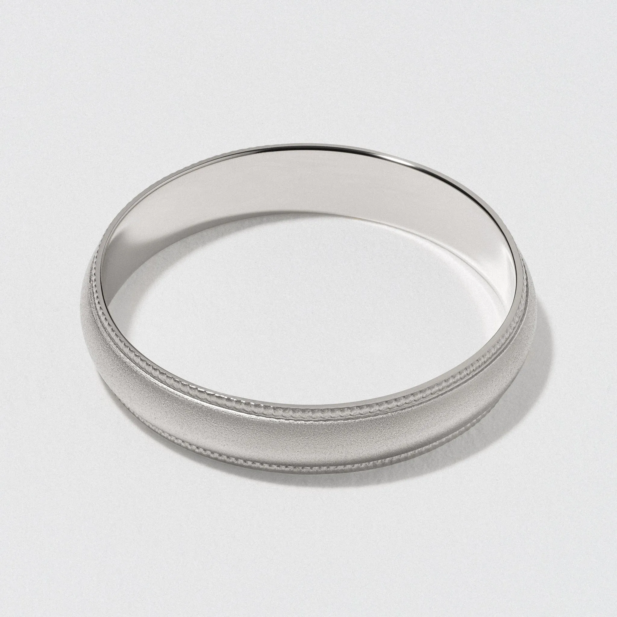 White Gold Classic Milgrain Wedding Band - Matte 4mm