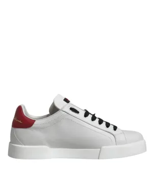 White Leather Logo Low Top Sneakers Shoes