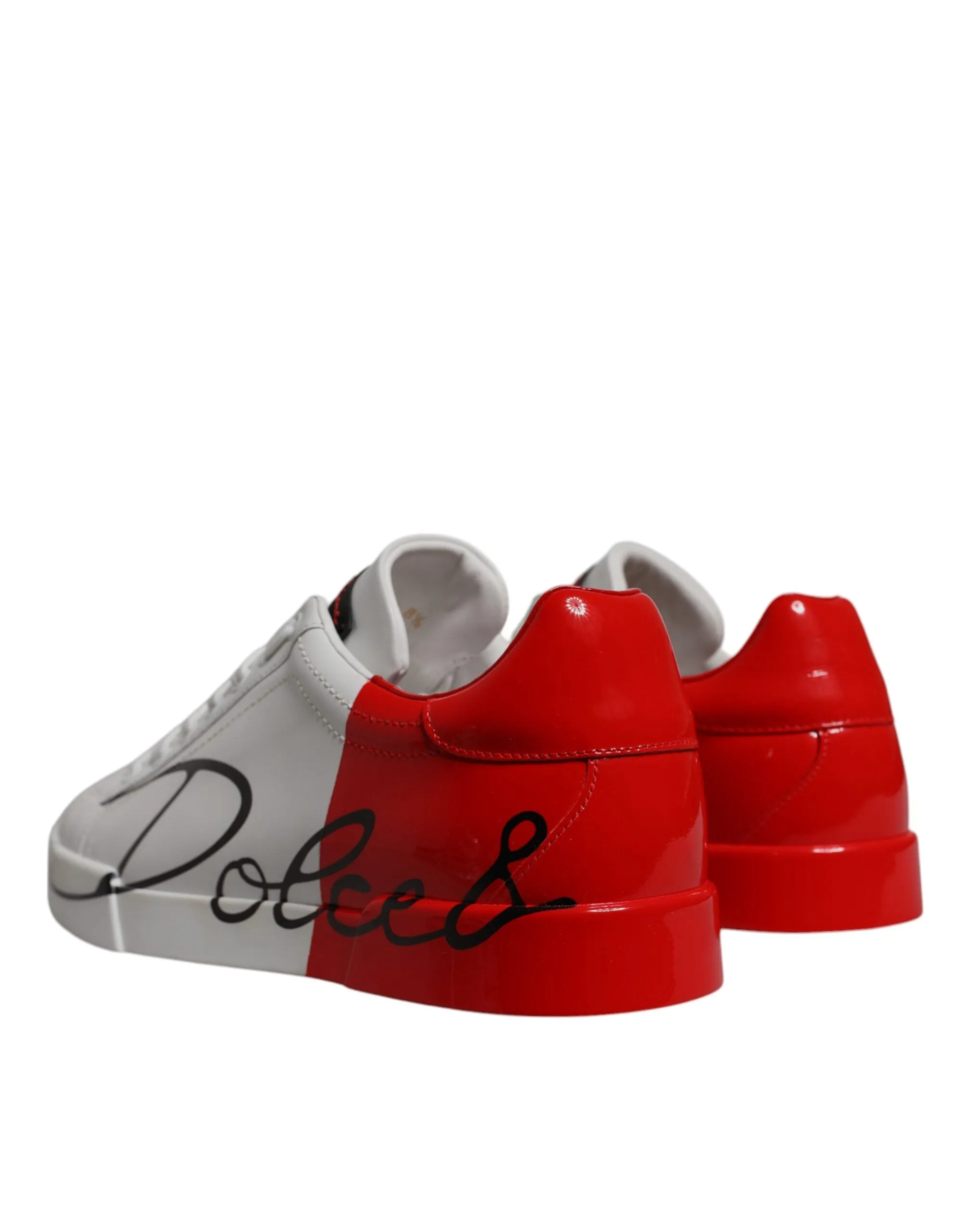 White Red Leather Logo Low Top Sneakers Shoes