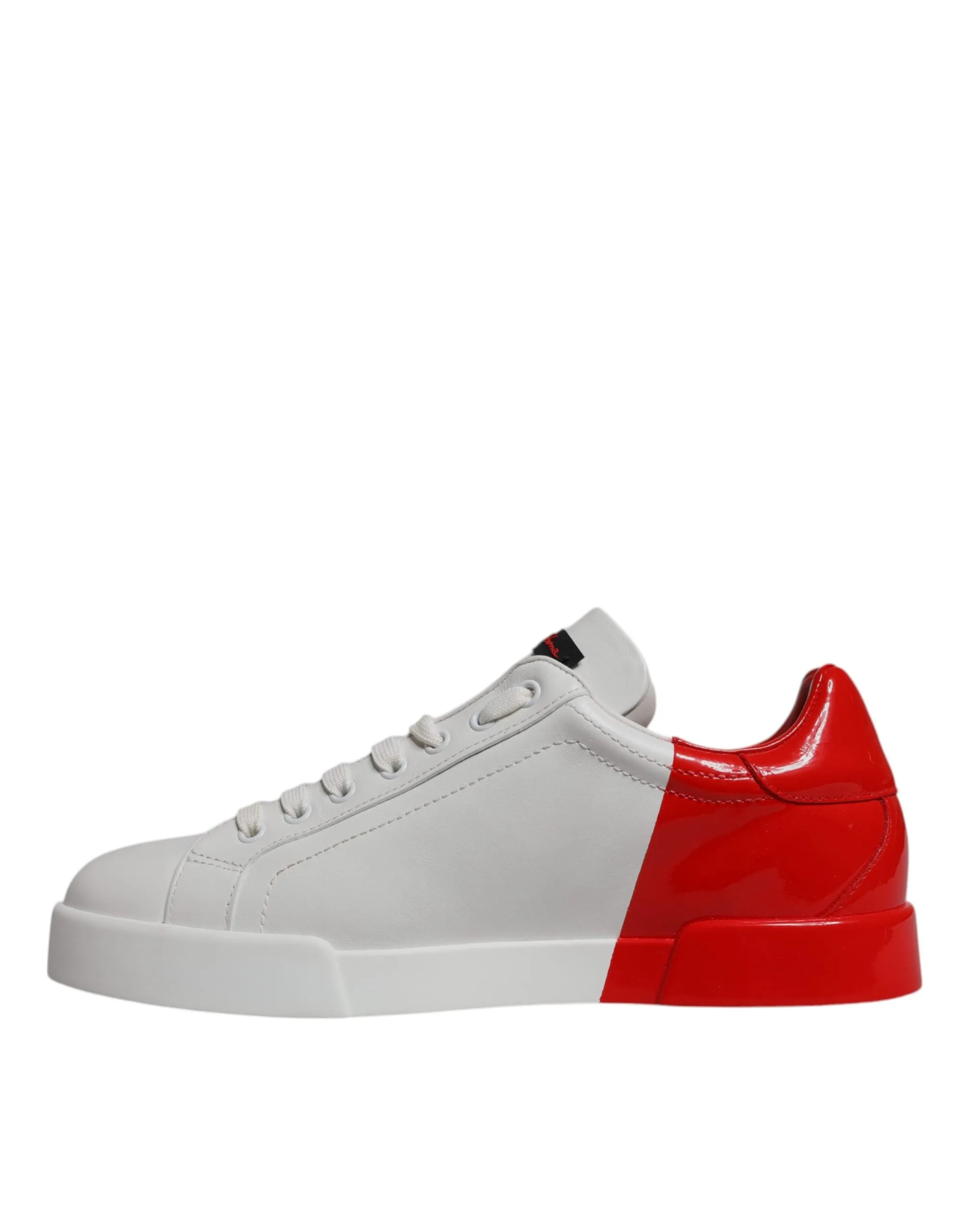 White Red Leather Logo Low Top Sneakers Shoes
