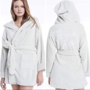 Wildfox Pillow Talker embroidred mint green plush loungewear robe Medium