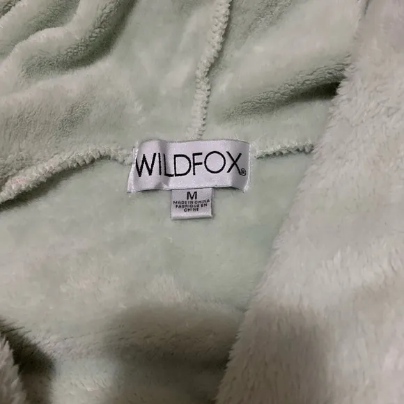 Wildfox Pillow Talker embroidred mint green plush loungewear robe Medium
