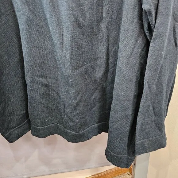 Women Sweater Top Shirt Plus 4X Black Ruffle Pull Over Thin V Neck Long Sleeve