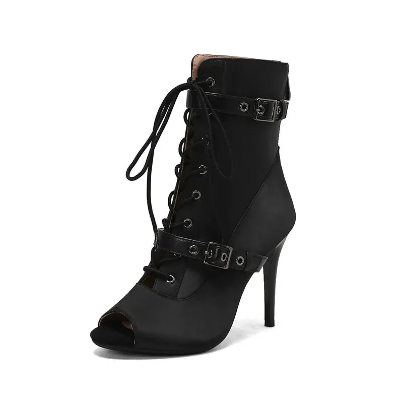 Womens Denim Sexy High Heels Sandals Summer Fashion Peep Toe Dance Boots Stilettos Heels Jazz Dance Female Shoes Platform Pumps