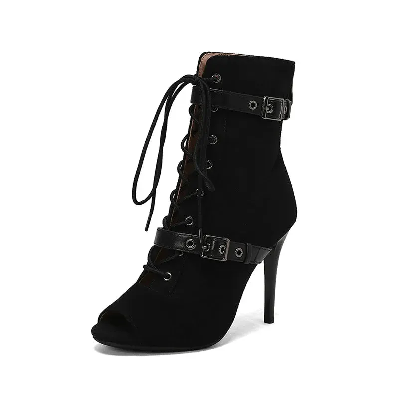 Womens Denim Sexy High Heels Sandals Summer Fashion Peep Toe Dance Boots Stilettos Heels Jazz Dance Female Shoes Platform Pumps