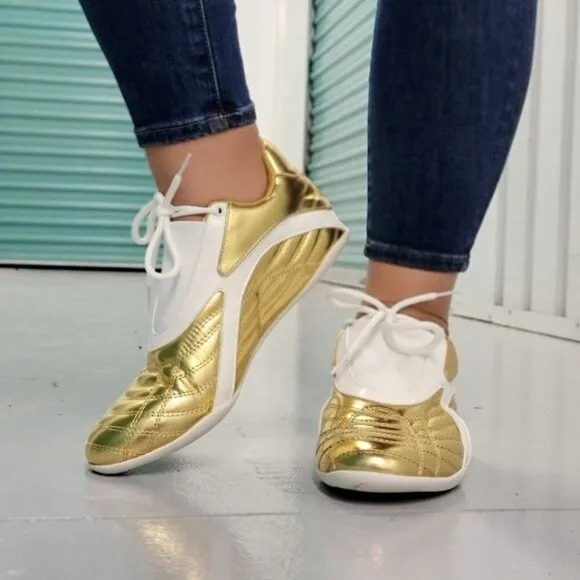 Women's Gold Low Top Sneakers