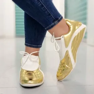 Women's Gold Low Top Sneakers