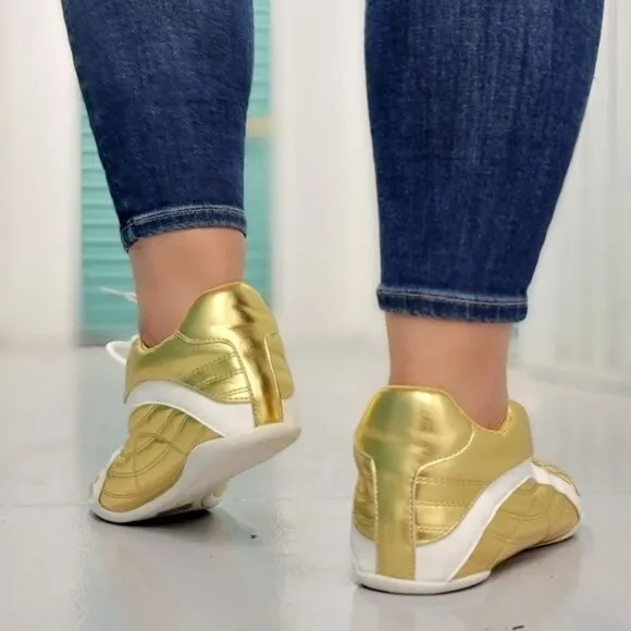 Women's Gold Low Top Sneakers
