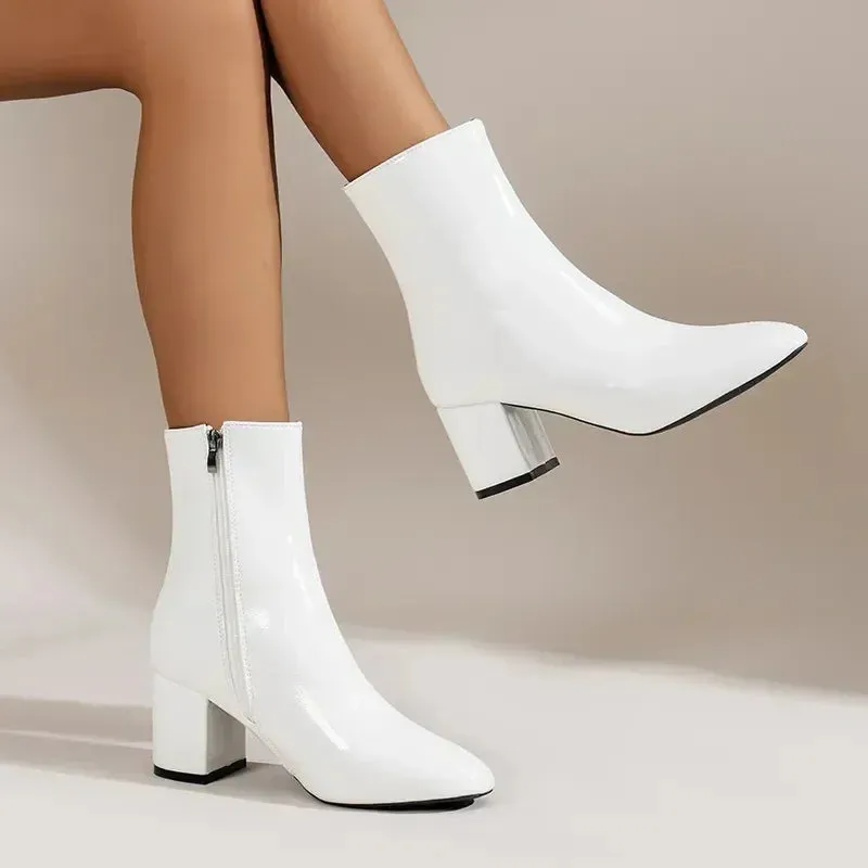 Women's high heel ankle boots with side zippers