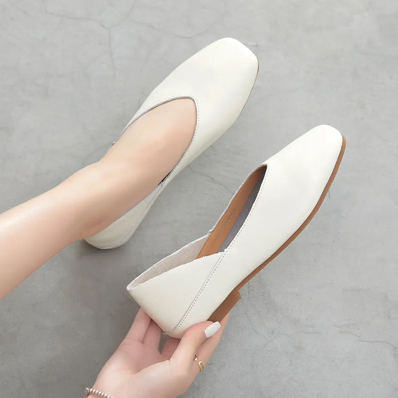Women's Spring and Summer Genuine Leather Shoes Flat Comfortable Large Size Women's Shoes