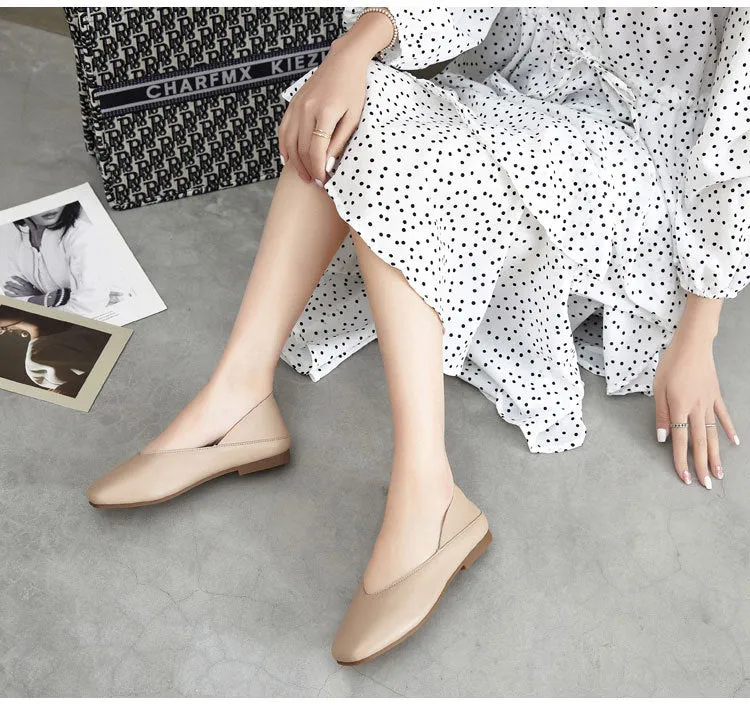 Women's Spring and Summer Genuine Leather Shoes Flat Comfortable Large Size Women's Shoes