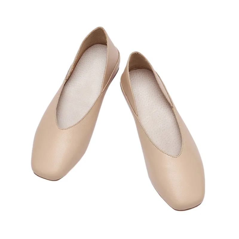 Women's Spring and Summer Genuine Leather Shoes Flat Comfortable Large Size Women's Shoes