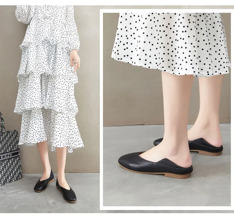Women's Spring and Summer Genuine Leather Shoes Flat Comfortable Large Size Women's Shoes