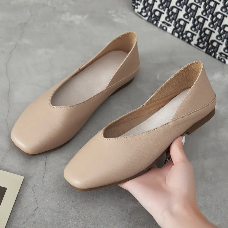 Women's Spring and Summer Genuine Leather Shoes Flat Comfortable Large Size Women's Shoes
