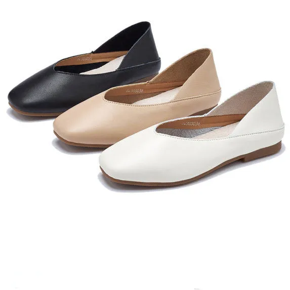Women's Spring and Summer Genuine Leather Shoes Flat Comfortable Large Size Women's Shoes