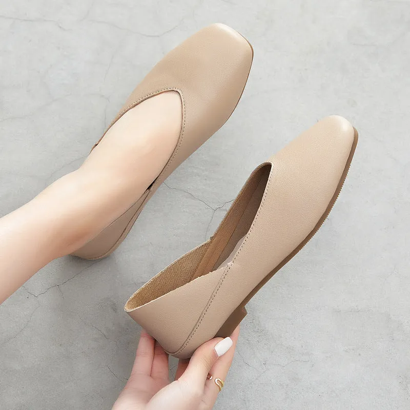 Women's Spring and Summer Genuine Leather Shoes Flat Comfortable Large Size Women's Shoes