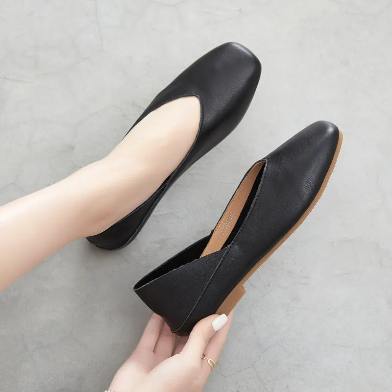 Women's Spring and Summer Genuine Leather Shoes Flat Comfortable Large Size Women's Shoes