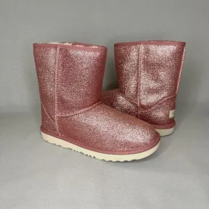 Womens UGG Boots Pink Classic Short Glitter Sparkle Sz 5 (fits 6-7 Runs Large )