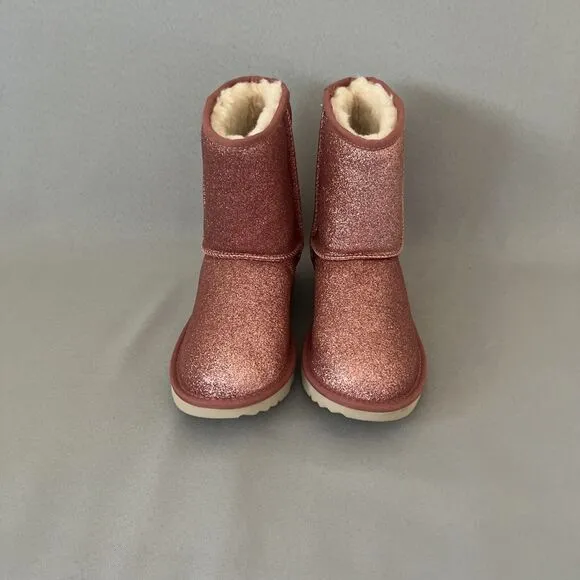 Womens UGG Boots Pink Classic Short Glitter Sparkle Sz 5 (fits 6-7 Runs Large )