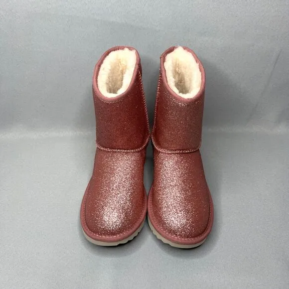 Womens UGG Boots Pink Classic Short Glitter Sparkle Sz 5 (fits 6-7 Runs Large )