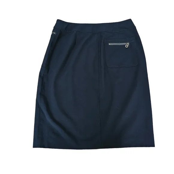 Womyn Zip Front Skirt with Zipper Pockets with Circle Zipper Pulls, Size Large