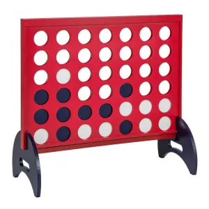 Wooden 4-in-a-row Game Set with 42 PCS Chips and 600D Oxford Fabric Carrying Bag
