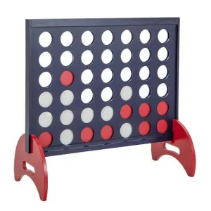 Wooden 4-in-a-row Game Set with 42 PCS Chips and 600D Oxford Fabric Carrying Bag
