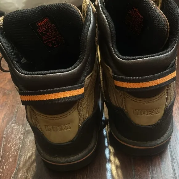 Worx Men's Tan Leather Steel Toe Work Safety Lace Up Ankle Boots