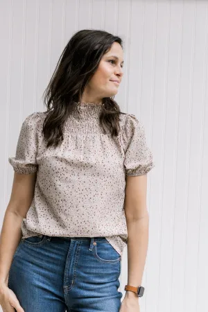 X Taupe Microprint Top