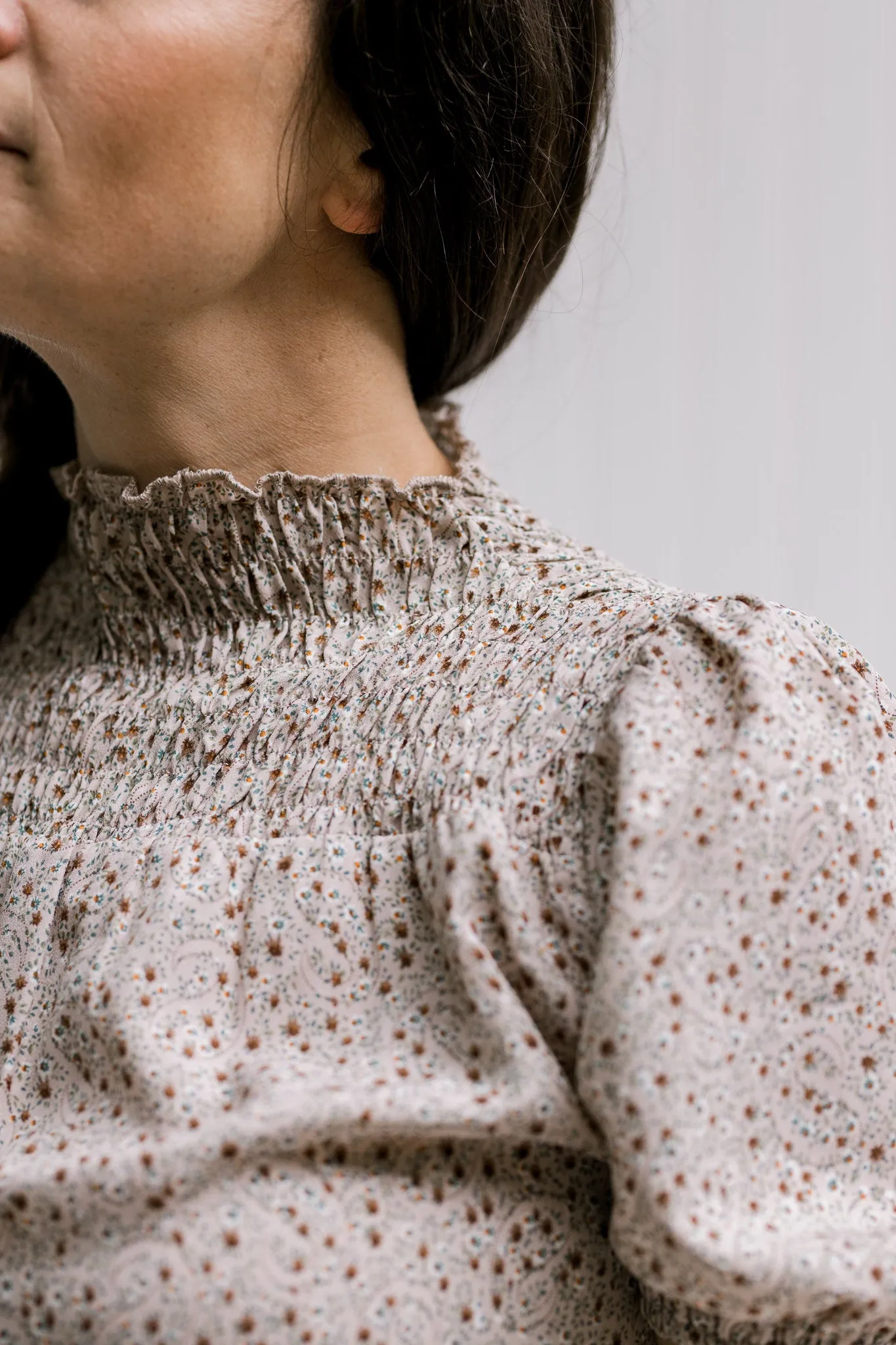 X Taupe Microprint Top