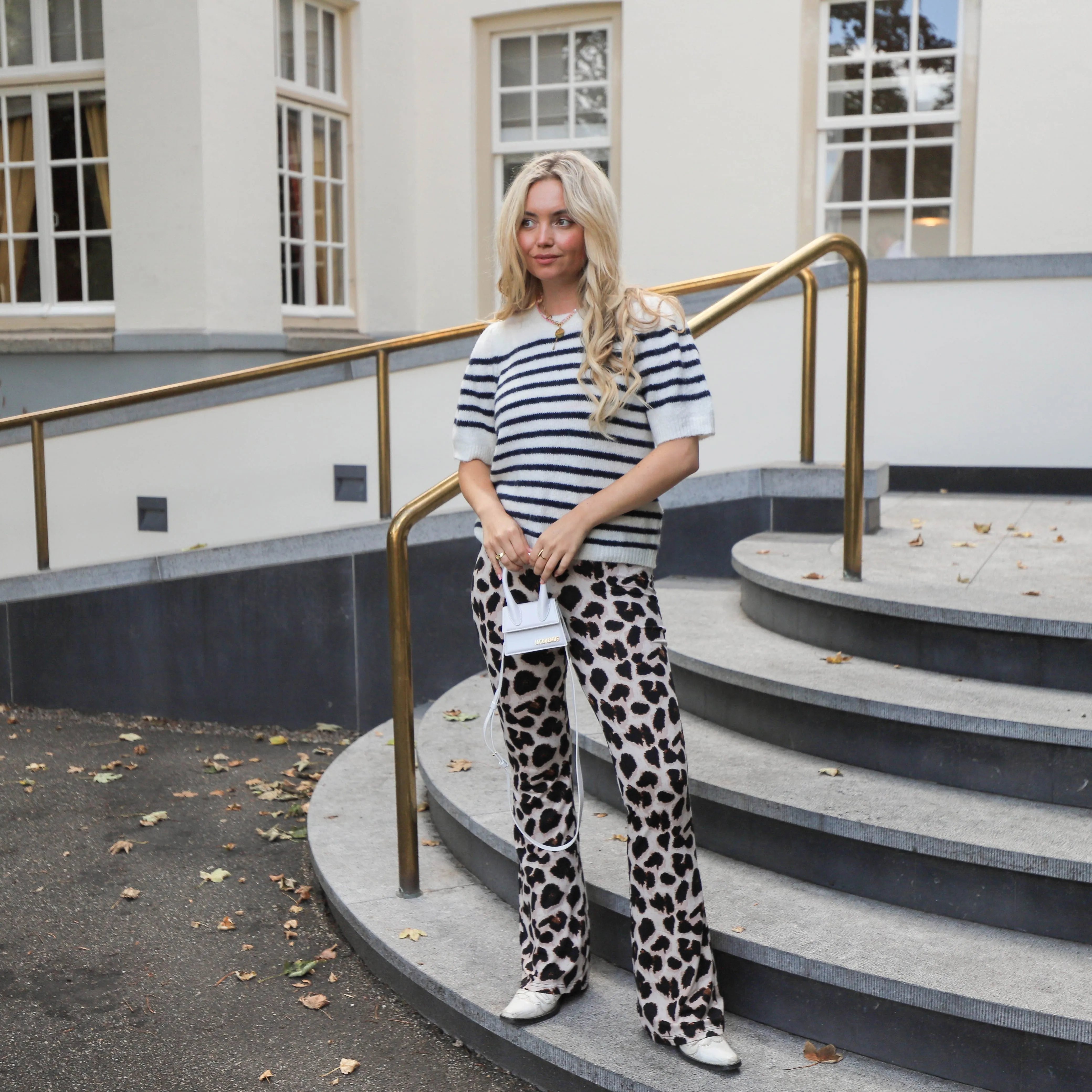 YAS Anne stripe knit birch navy