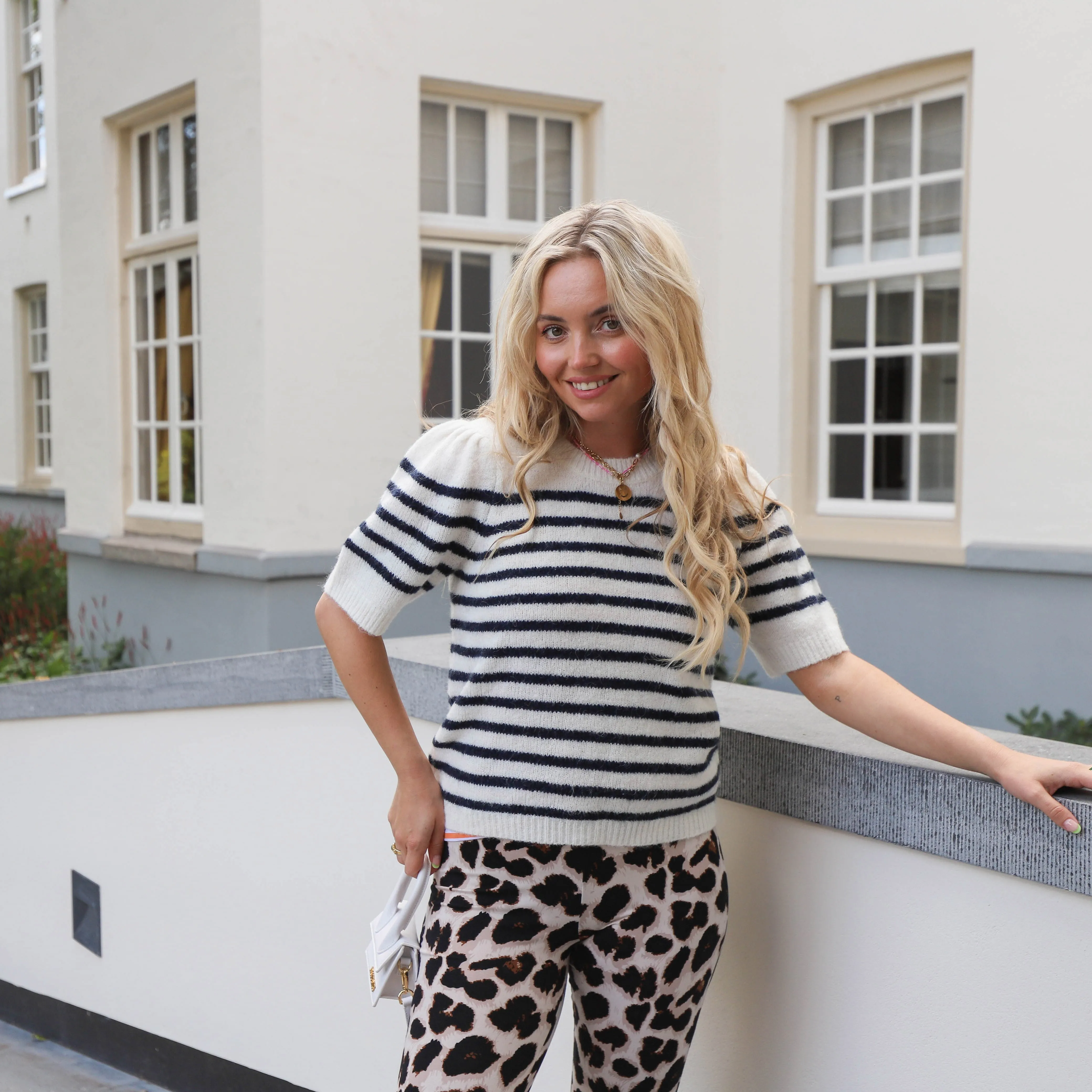 YAS Anne stripe knit birch navy
