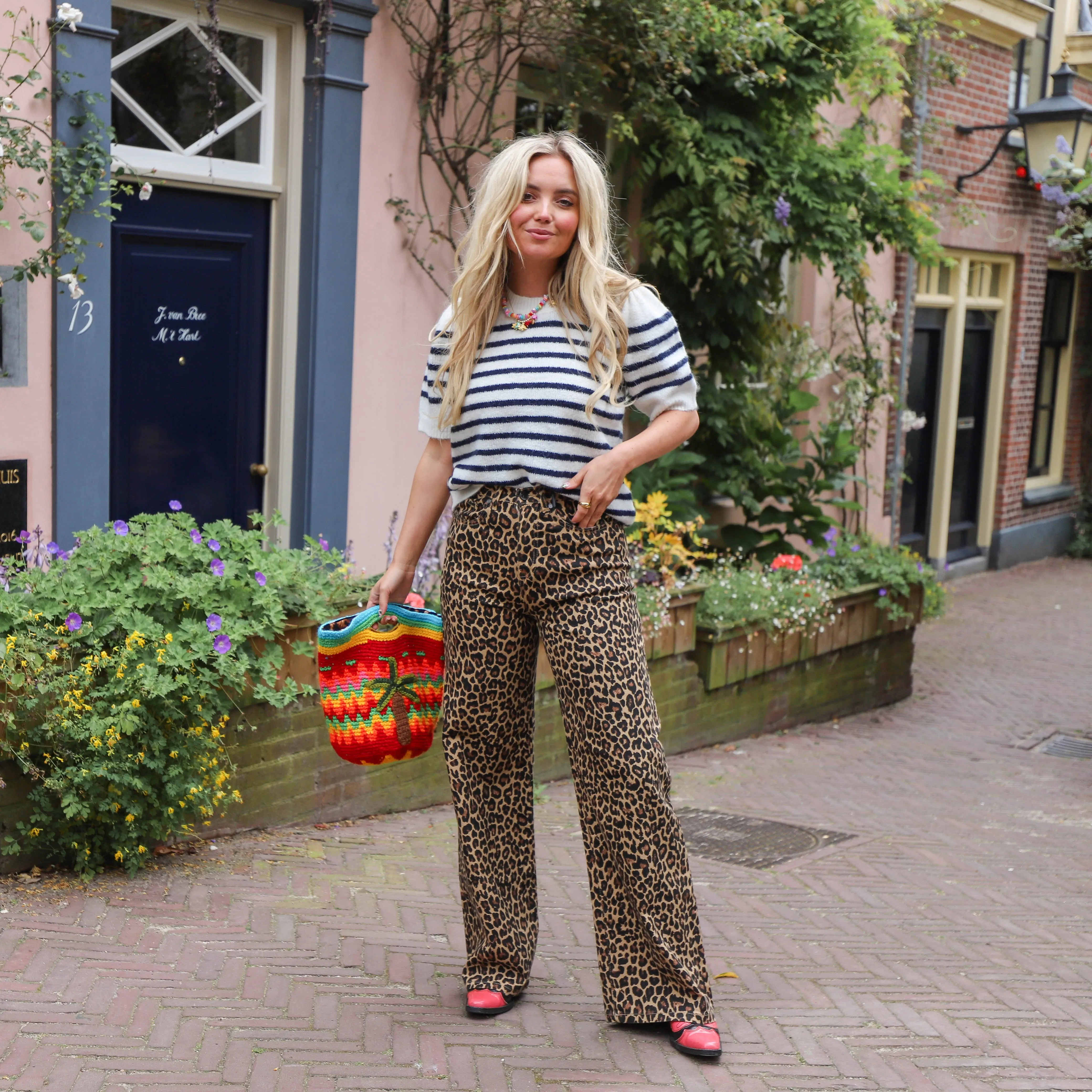 YAS Anne stripe knit birch navy