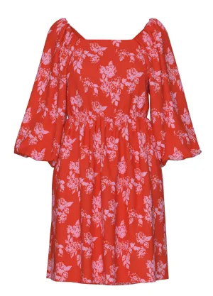 YAS Billie bow mini dress spicy orange
