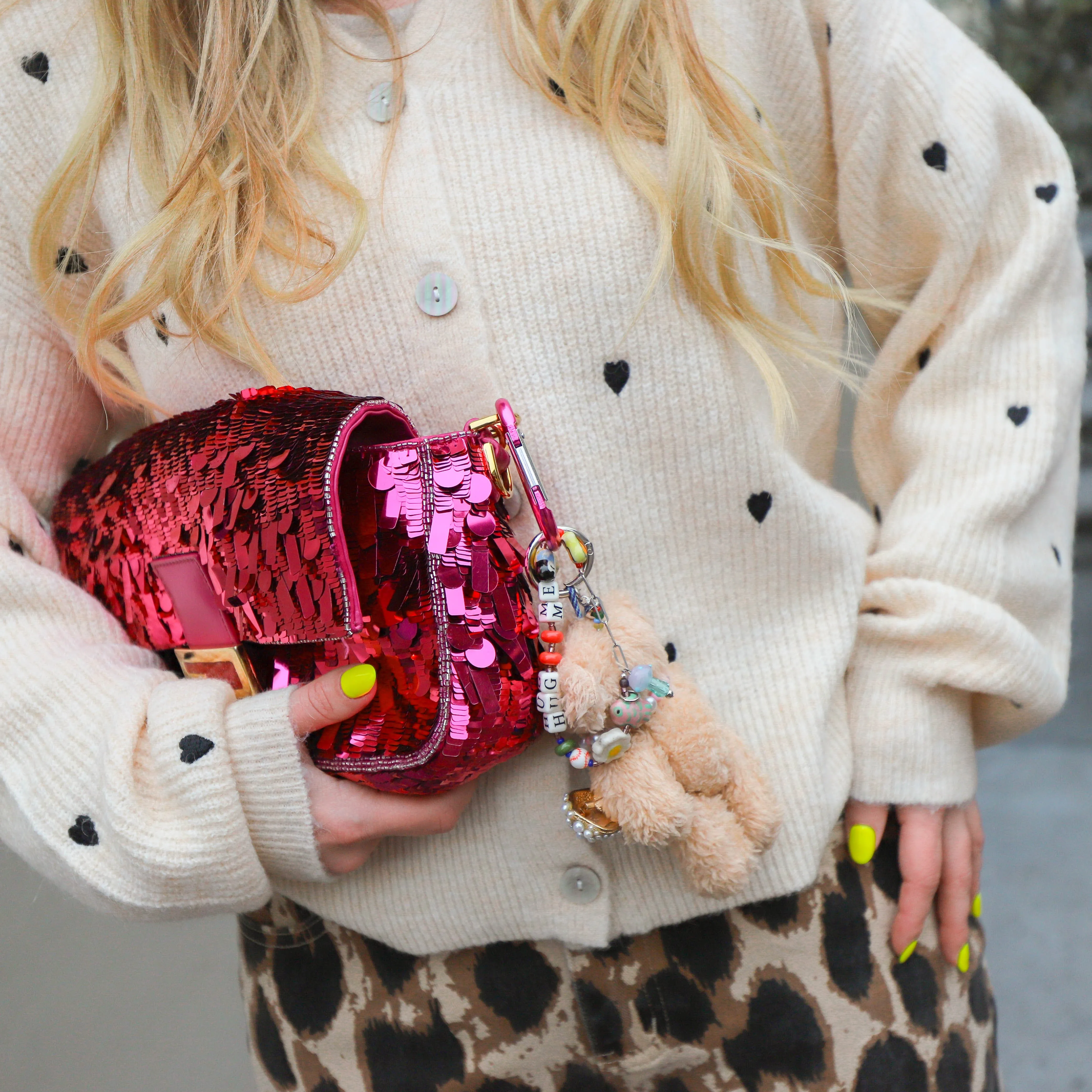 YAS Bow cardigan birch heart