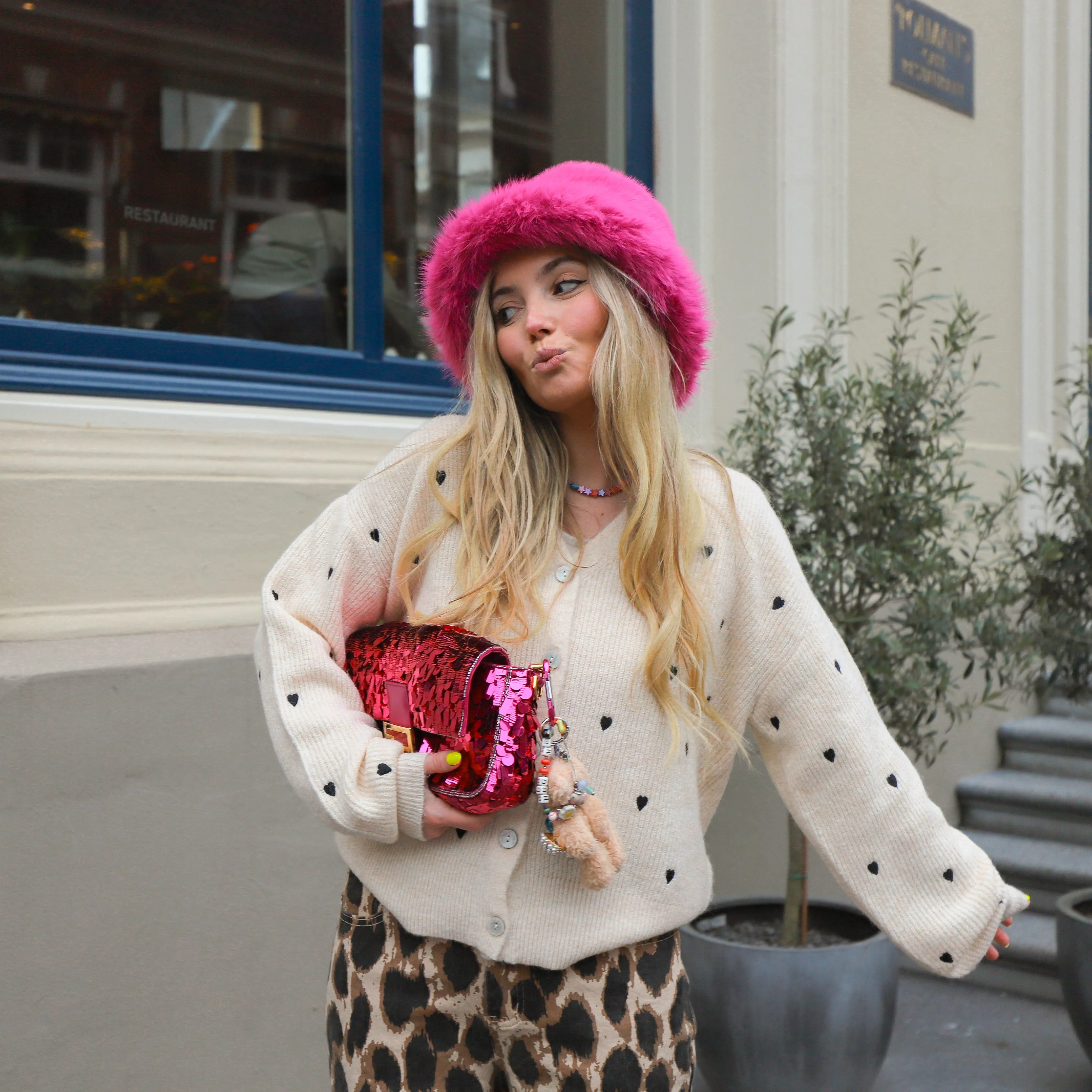 YAS Bow cardigan birch heart