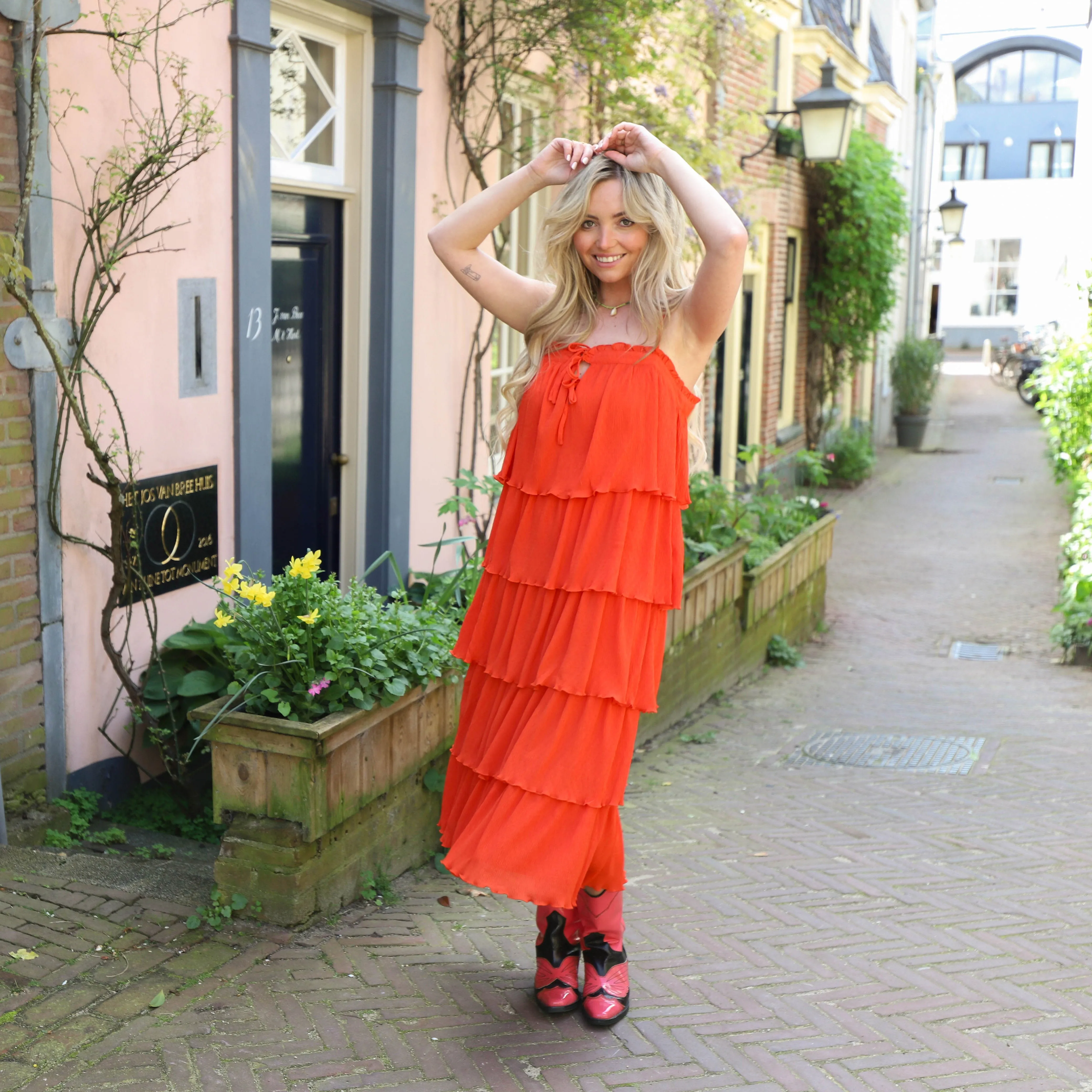 YAS Flippa midi dress cherry