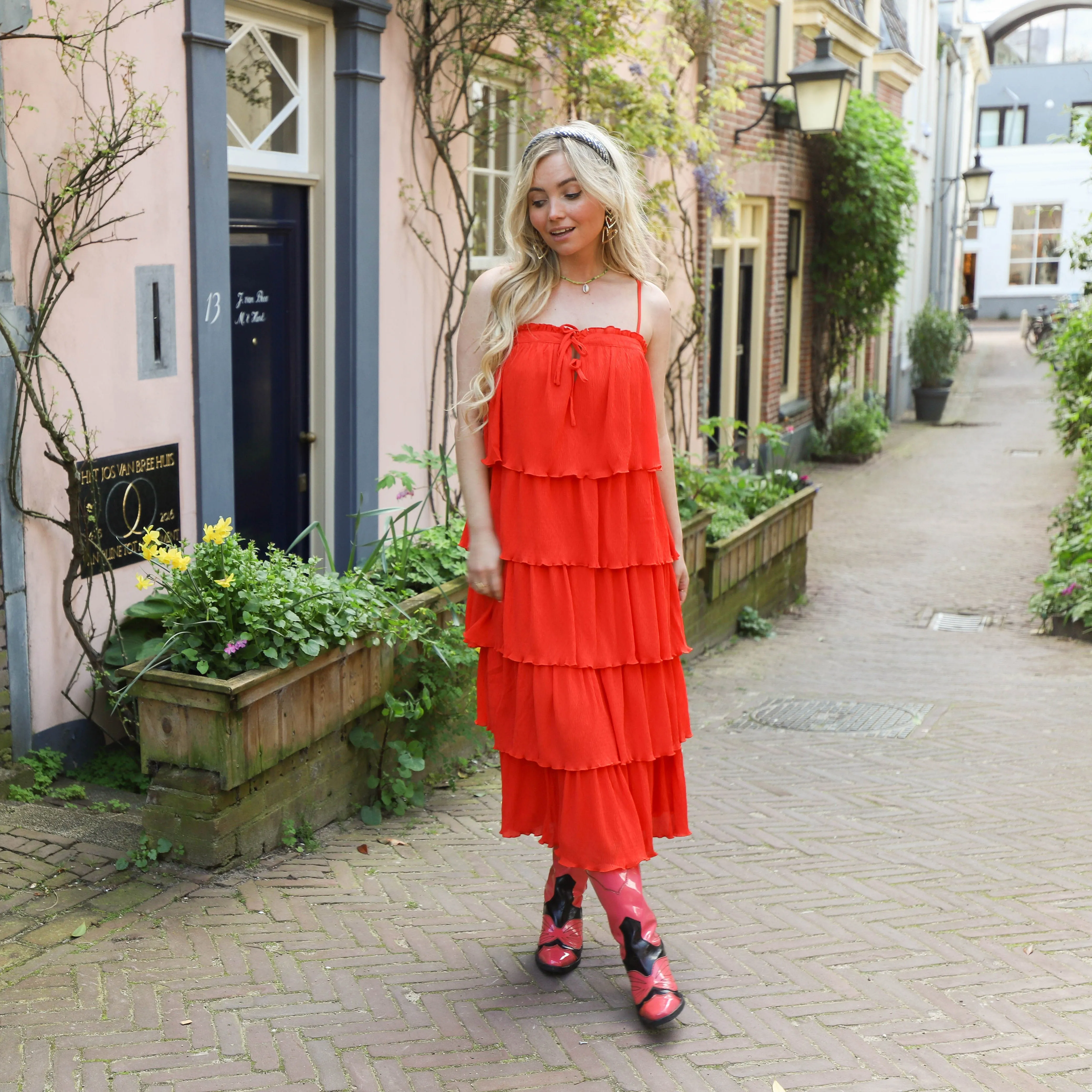 YAS Flippa midi dress cherry