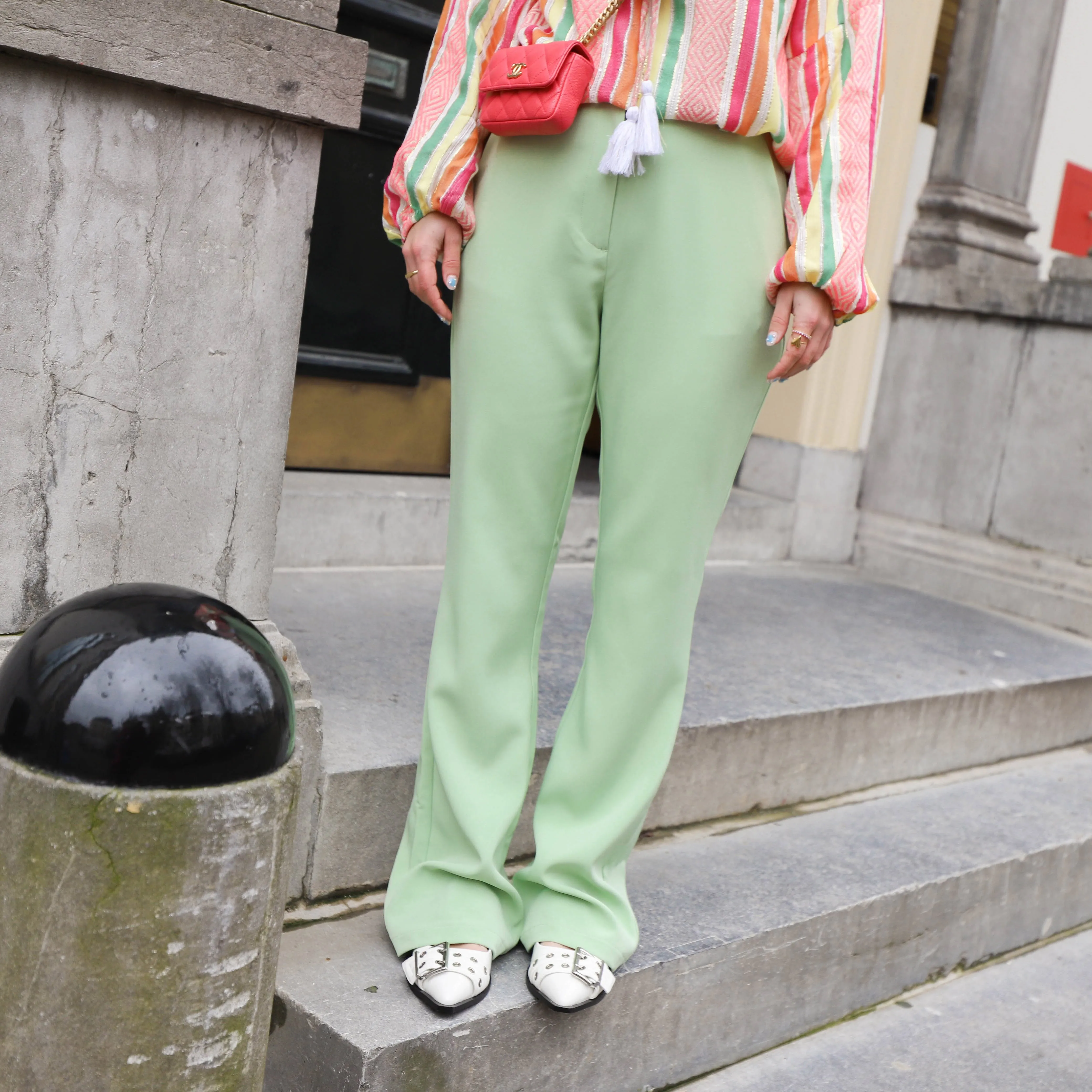 YAS Vala flared pantalon quiet green