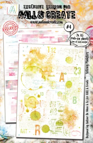 Yellowy Pinksters #4 Rub-on Sheets 2x A5 Aall & Create