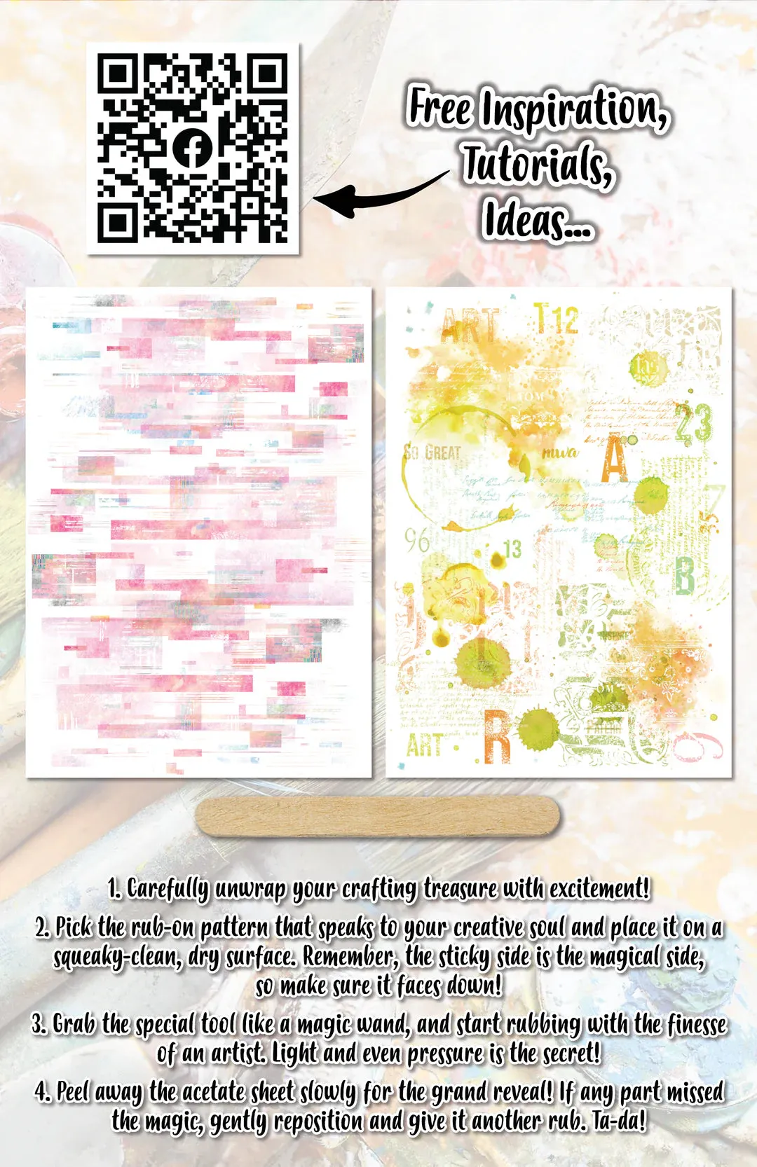Yellowy Pinksters #4 Rub-on Sheets 2x A5 Aall & Create