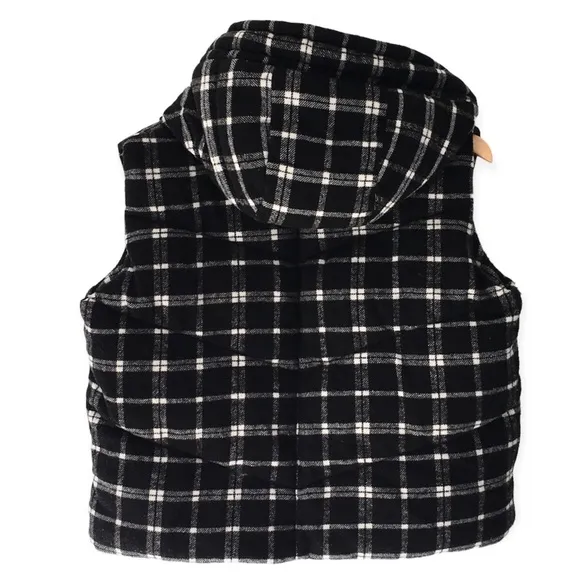 Zara Oversized NWT Plaid Quilted Hooded Puffer Vest | XS