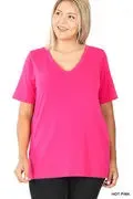 Zenana Premium Fabric Short Sleeve V-Neck Tee  AMERICANO RT-2109XP