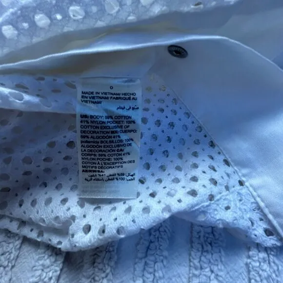 Zenergy By Chico's Women's Eyelet Zip Up Hooded Casual Anorak Jacket White 0