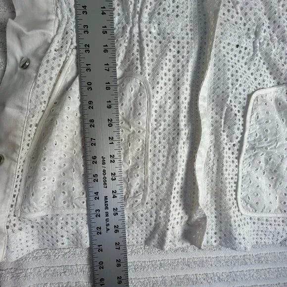 Zenergy By Chico's Women's Eyelet Zip Up Hooded Casual Anorak Jacket White 0