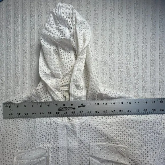 Zenergy By Chico's Women's Eyelet Zip Up Hooded Casual Anorak Jacket White 0